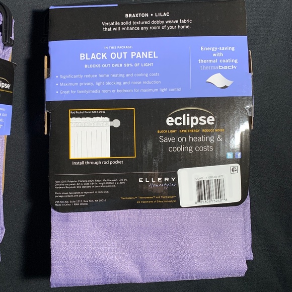 Eclipse 42” x 84” Lilac Black Out Panel Curtains x2 - Picture 5 of 6